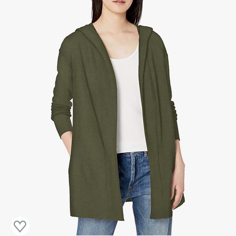 Hooded sweatshirt material cardigan